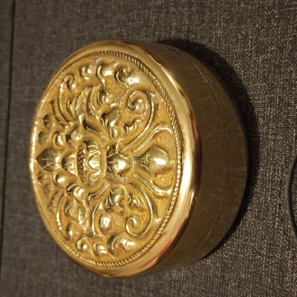 Antique Gold Powder Box .